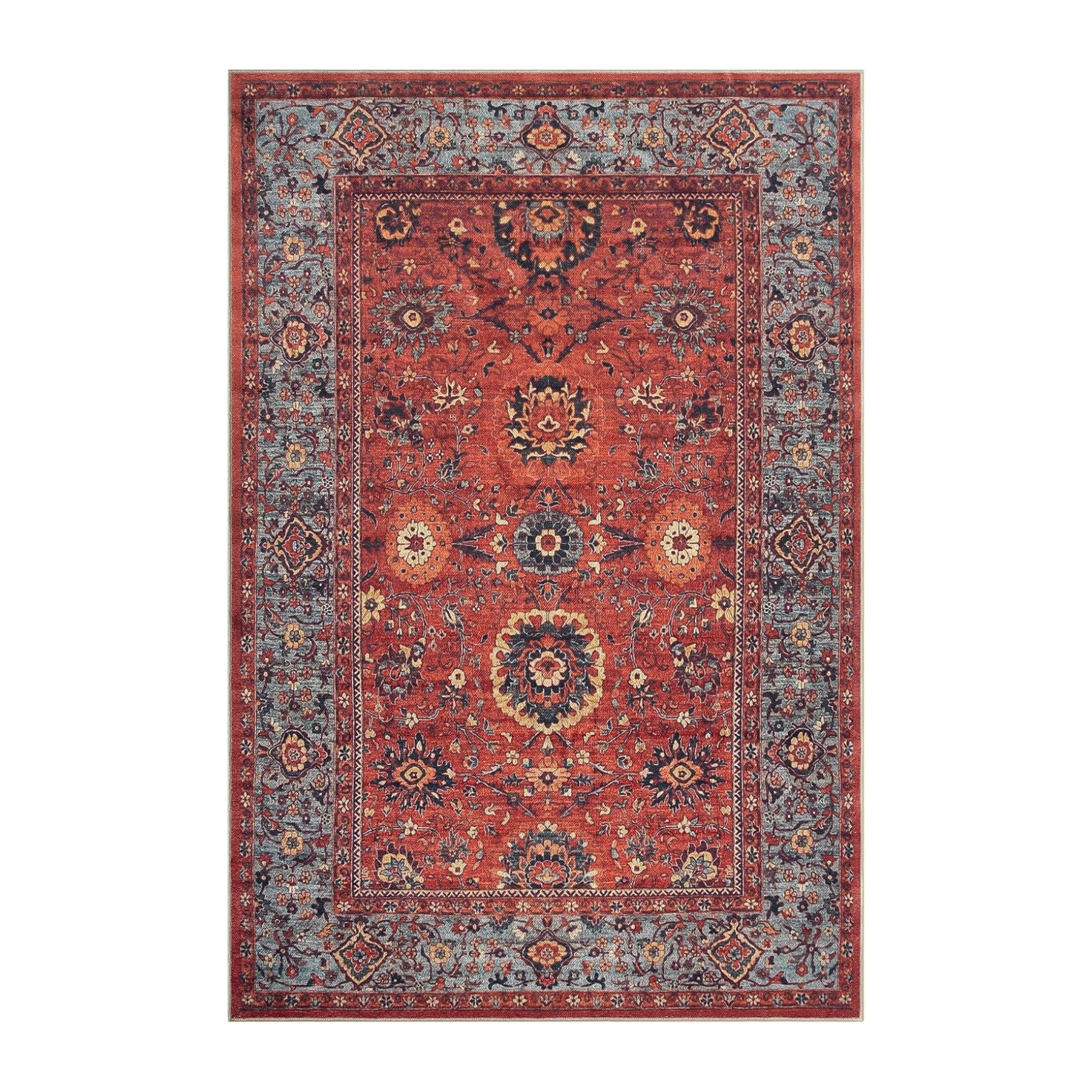 Vintage Moroccan Area Rug | Machine Washable | Non-Slip Backing | Low Pile | Multiple Sizes
