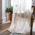 Boho Crochet Lace Curtains | Tassel & Geometry Stripe | Semi-Sheer | Rod Pocket | Terracotta | 2 Panels, 59"W