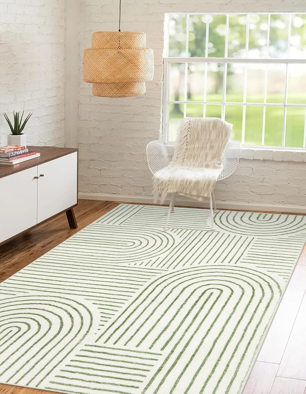 Abstract Rainbow Arc Area Soft Rug | Non-Slip | Machine Washable | Kids & Pet Friendly