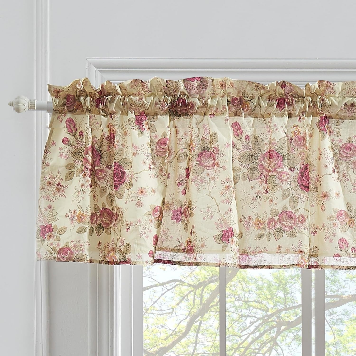 Antique Rose 100% Cotton Curtain Collection | Rod Pocket | Panel or Valance