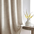 Linen-Look Curtains with Ruffle Tape | Semi-Sheer | Beige | Multiple Sizes | Rod, Hook & Drawstring