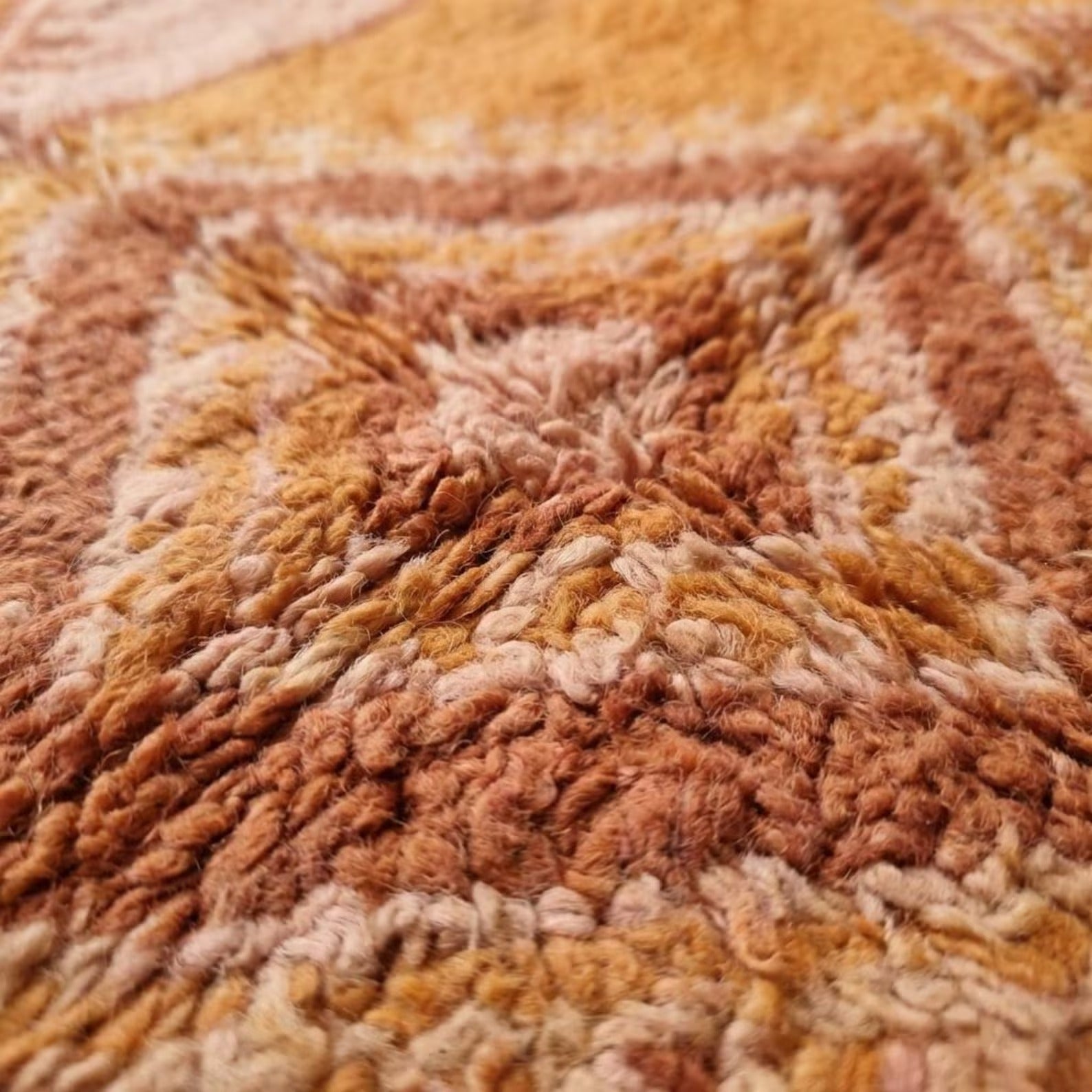 Moroccan Geometric Wool Rug | Terracotta & Blush Diamond Pattern | Boho Area Rug with Fringe
